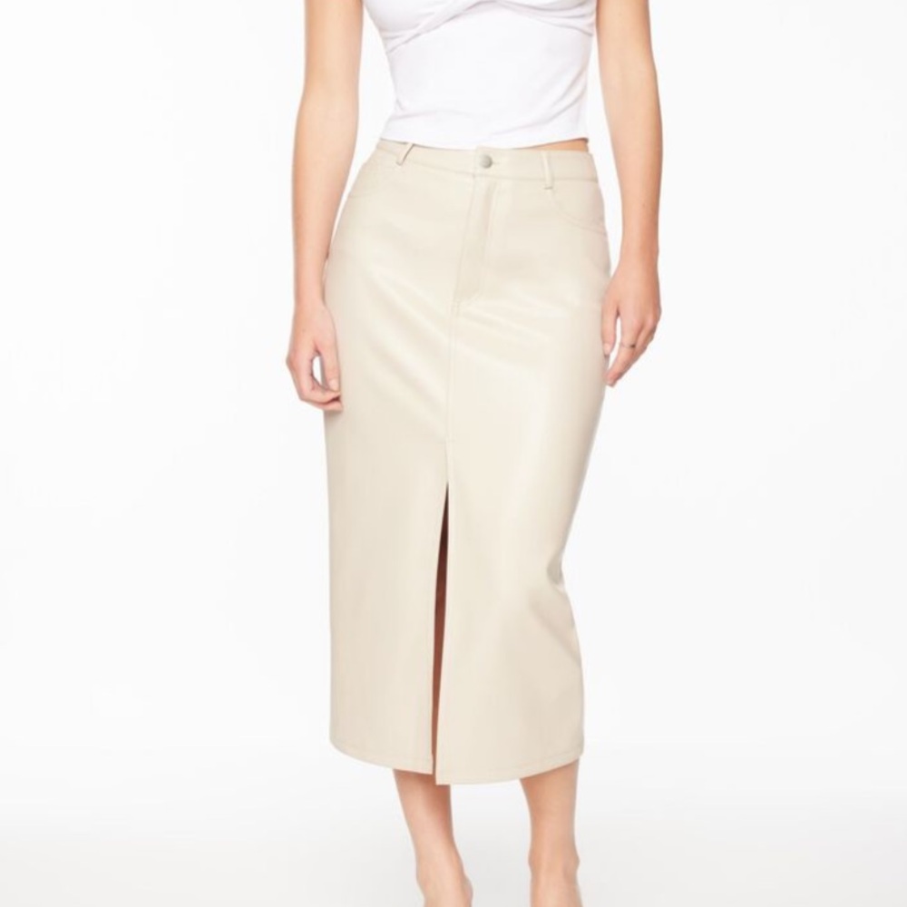 Dynamite Gigi Faux Leather Midi Skirt